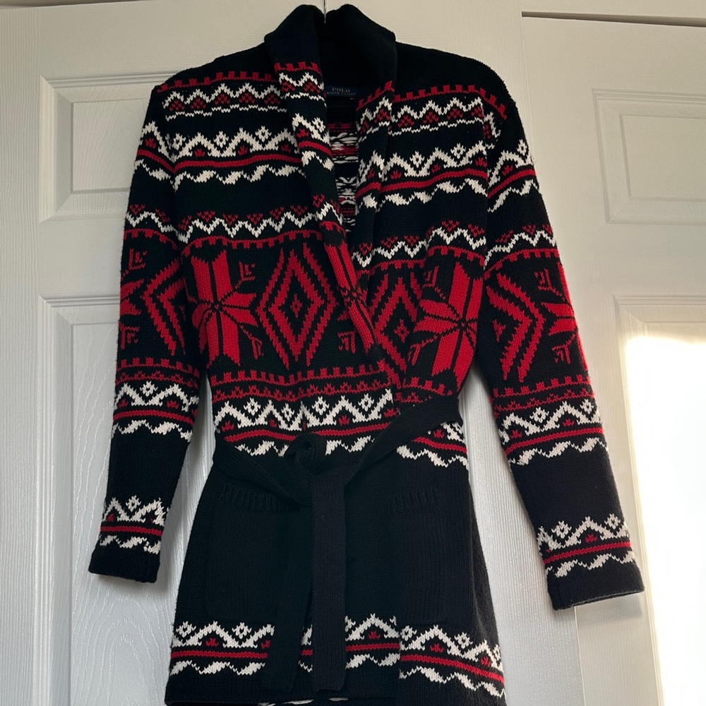 Ralph Lauren Black and Red Patterned Cardigan